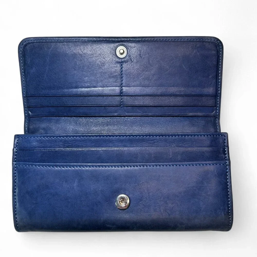 Jimmy Choo Navy Blue Long Leather Wallet with Silver Star Studs